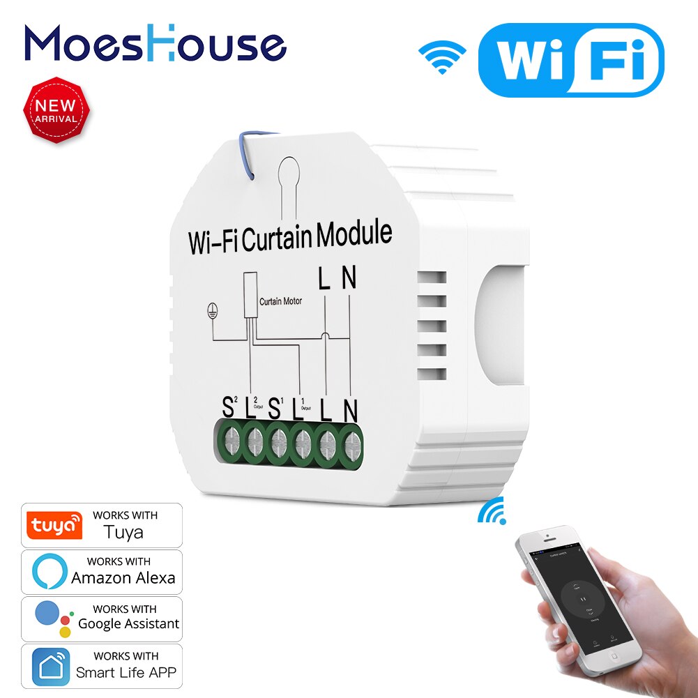 WiFi Smart Roller Shutter Blinds Curtain Switch Module for Motor Smart Life Tuya APP Remote Control Work with Alexa Google Home