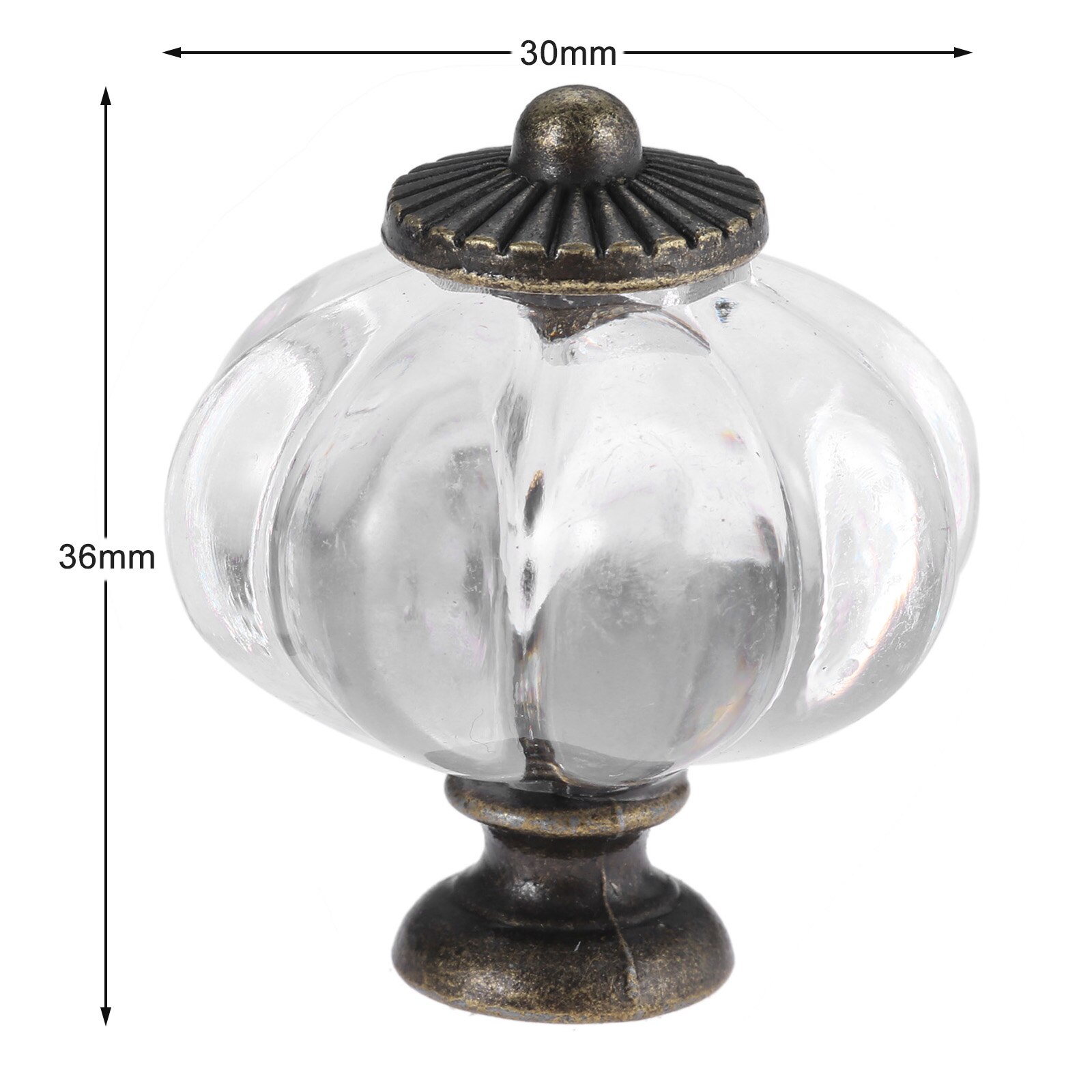 5 stk / sæt gennemsigtig græskar knop akryl + legeret klart håndtag krystal trækker skab skuffeindretning køkken kommode m / skrue 30 x 36mm