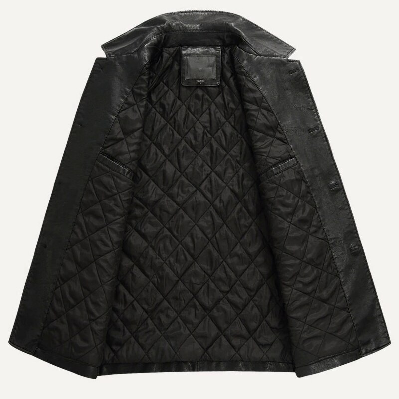Zakelijke Lederen Jas Mannen Dikke Warme Liner Windbreaker Mens Pu Leren Jas Cadeau Vader Jaqueta Masculinas Plus Size M-4XL