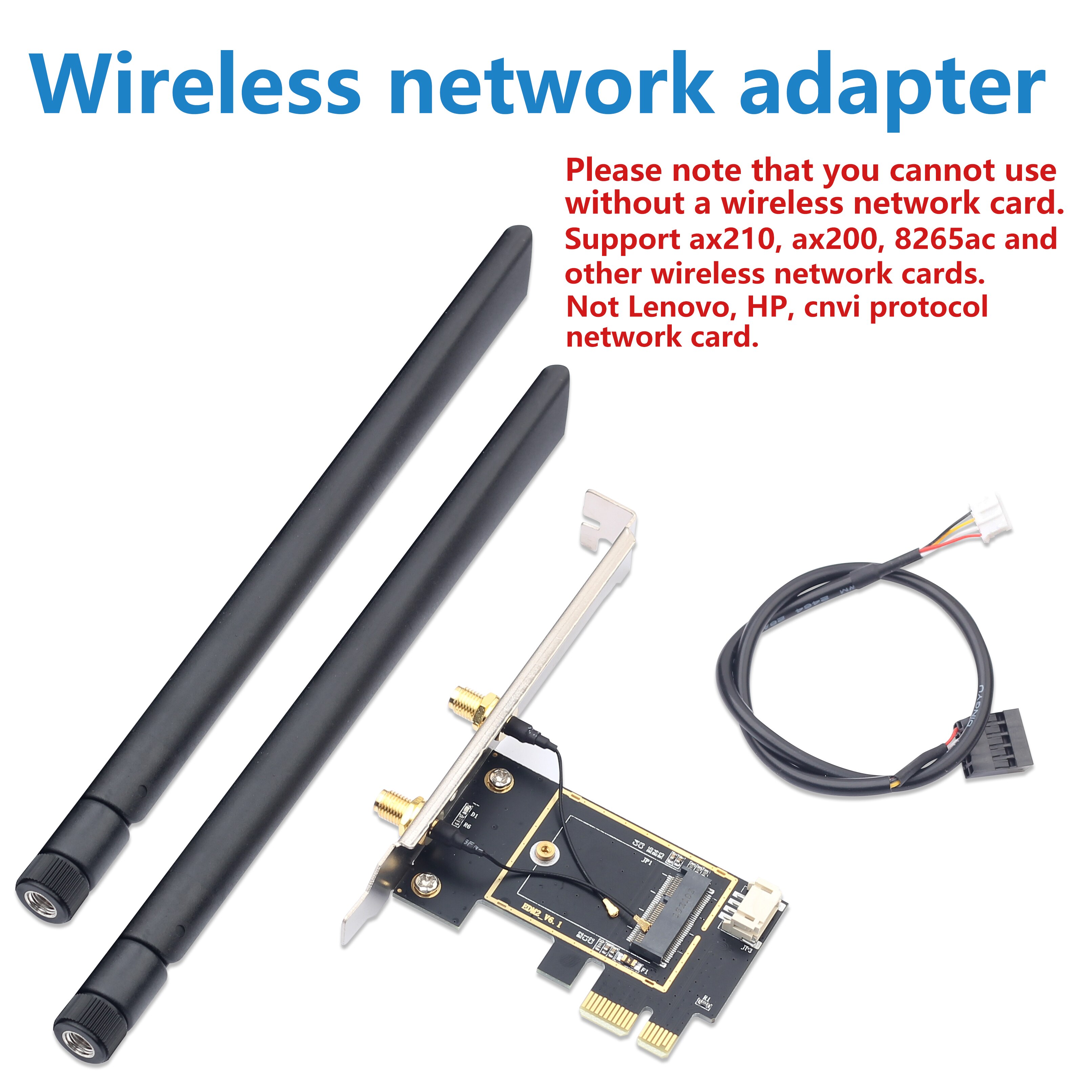 Tri Band Intel AX210 drahtlose AX210NGW 5374Mbps 802,11 AX drahtlose Wi-Fi 6 AX200 ist geeignet für Intel 8265NGW / 9260ACM. 2 NGFF: PCIE Adaper