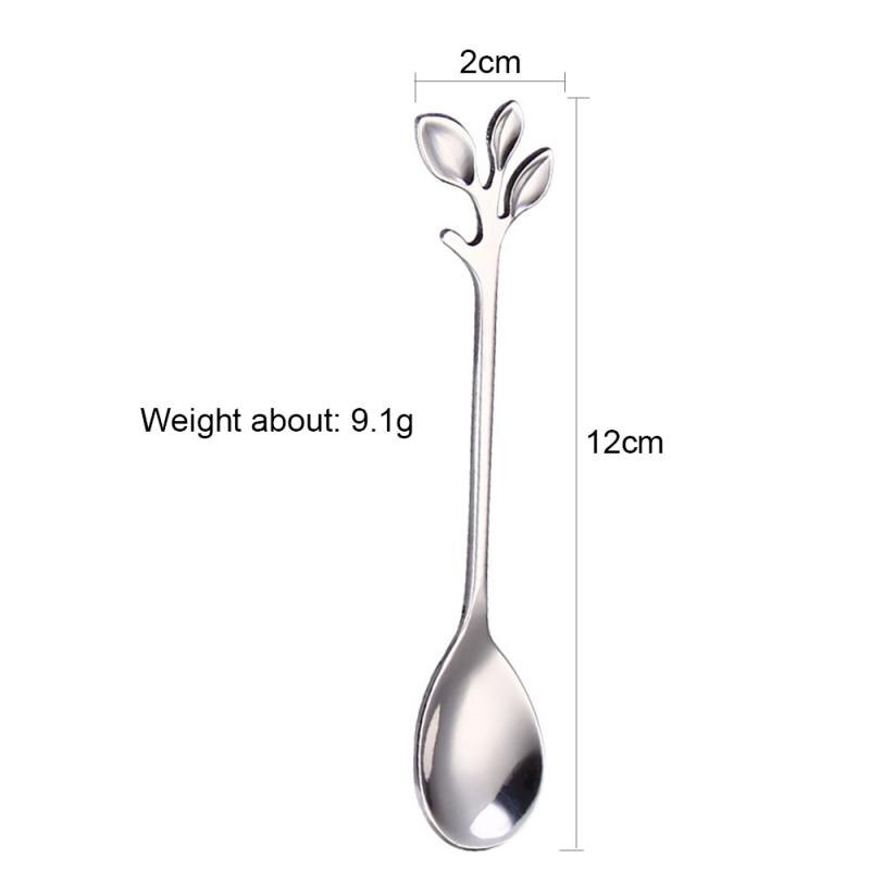 4pcs Stainless Steel Spoon Branch Leaves Spoon/Fork Coffee Stirring Spoon Christmas Kitchen Accessories Tableware