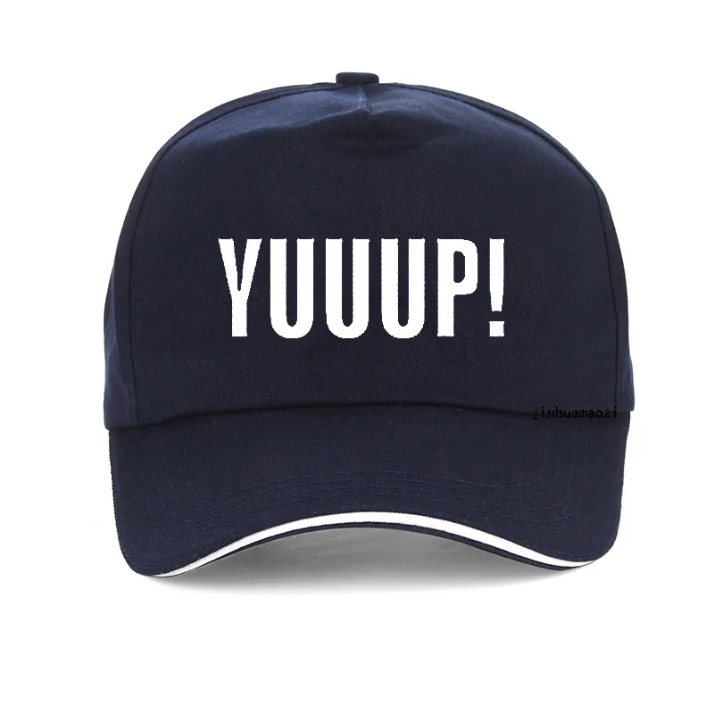 Summer Style Funny Adult YUUUP! Print Letters Baseball Cap Cotton Unisex Adjustable Snapback Hat Bone: Navy Blue
