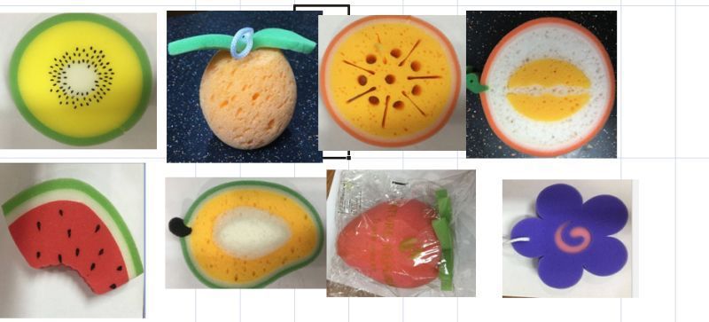 ZH 1PC Cartoon Shower Clean Sponge Fruit Bath Cotton Child Shower Bath Sponge