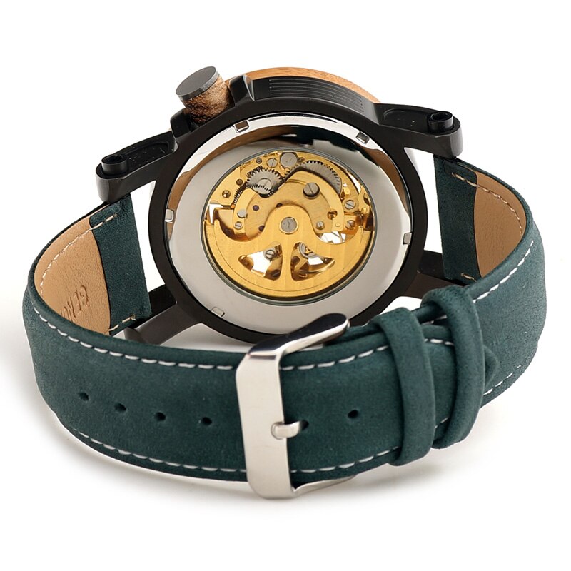 Bobo Vogel Houten Mechanische Horloges Heren Horloges Voor Man Mechanische Horloges Mannelijke Luxe Lederen Band Relogio Masculino