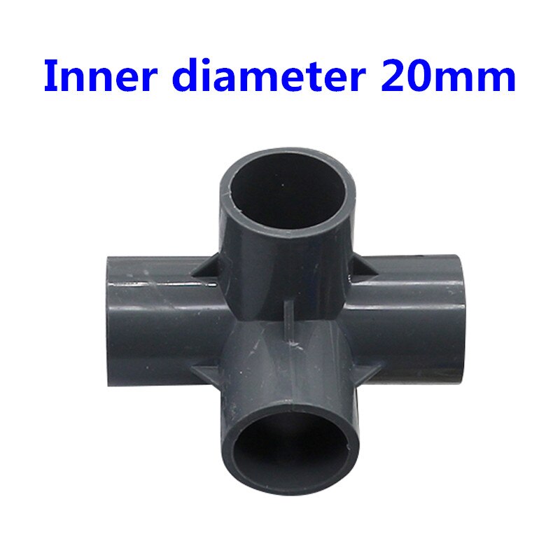 2 Pcs 20mm PVC Stereo Connector PVC Three-Way Four-Way Five-Way Plastic Water Supply Pipe Fittings Inner Diameter Size 20mm: gray 4-way