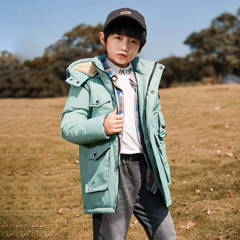Giacca invernale da bambino per bambini piumino d'anatra parka caldo per bambini cappotto abbigliamento giacca invernale con cappuccio da scuola per ragazzi