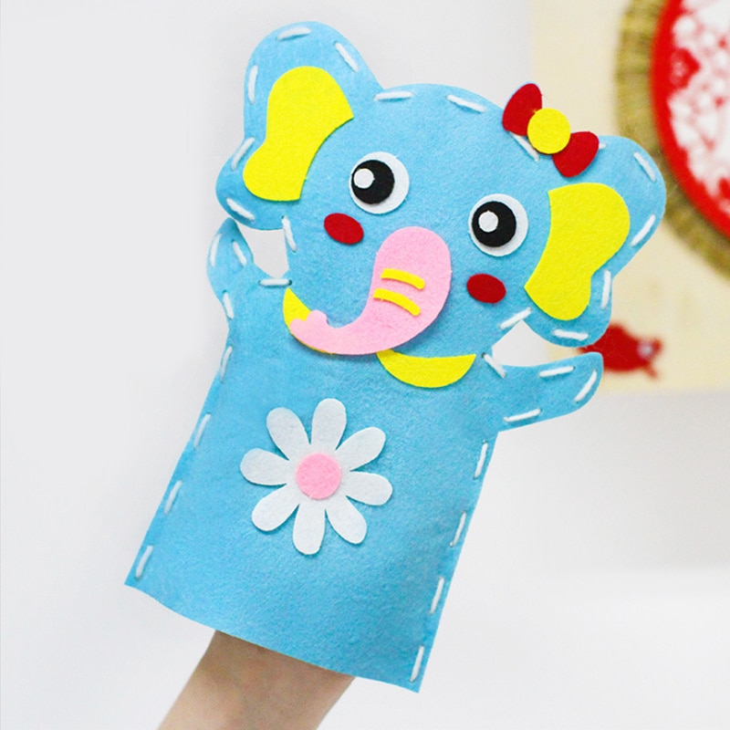 Saizhi 3D Crafts Handmade Kids Child DIY Activity Top Accessories Hand Puppet Non-Woven Cloth Animal DIY Sewing Toys