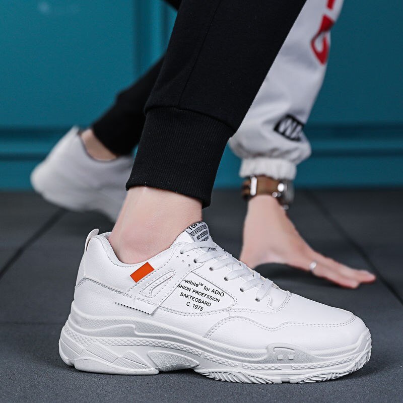 Dikke Zool Lederen Sneakers Mannen Zwart Beige Wit Sneakers Street Heren Schoenen Lederen Schoenen Man Casual Schoenen