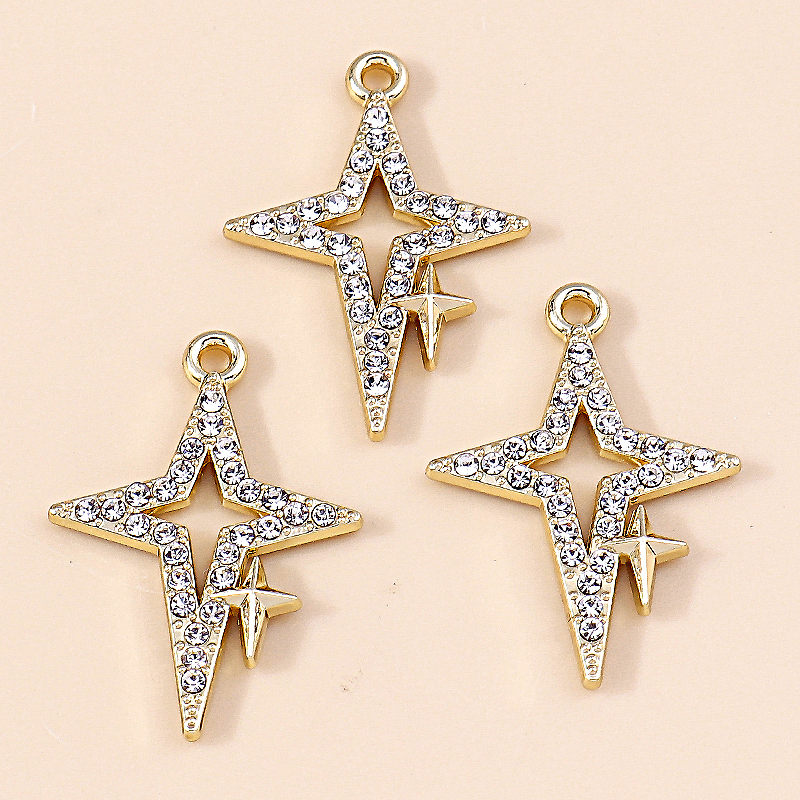 Leslie 5 Stuks Prachtige Gouden Zilveren Kleur Kristal Halve Maan Sterren Bedels Voor Oorbellen Armband Ketting Diy Sieraden Hangers: Platinum Plated