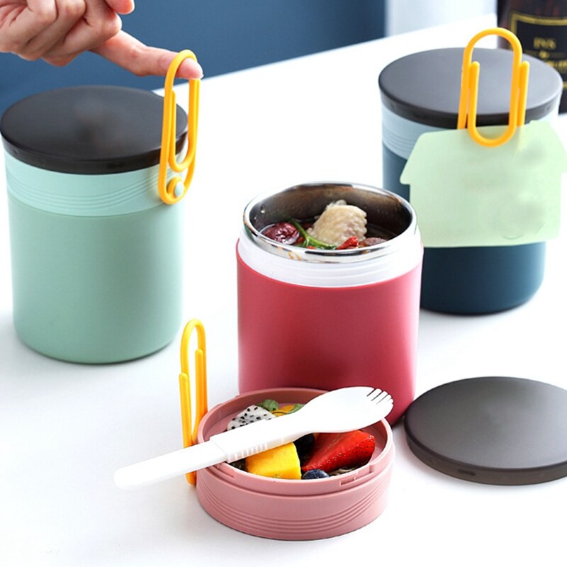 450ML Leck Beweis Heißer Kalte Speisen Jar, Edelstahl Lebensmittel Thermos für Kinder, Food Suppe Container, Food Jar: green