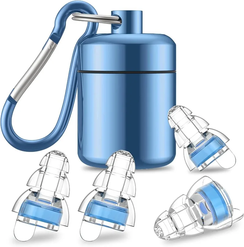 Tapones para los oídos de concierto de alta fidelidad para conciertos y músicos, tapones para los oídos para reducción de ruido, filtro avanzado de 24 dB, 2 pares (negro) duraderos: Azul