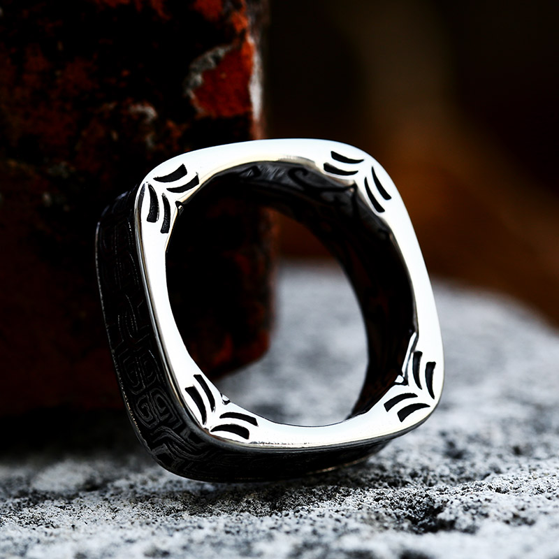 Anillo de nudo celta vikingo con forma cuadrada para hombre, especial de acero inoxidable, joyería Punk de Hip Hop, , novedad de 2023