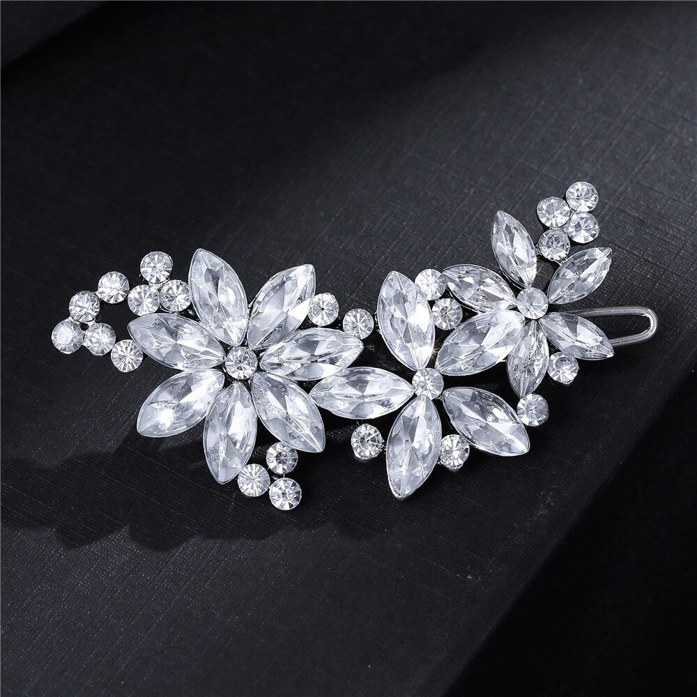 Vrouwen Lady Crystal Rhinestone Bridal Wedding Flower Haarspelden Haarspelden Haar Clip Haar Sieraden Haaraccessoires: Default Title