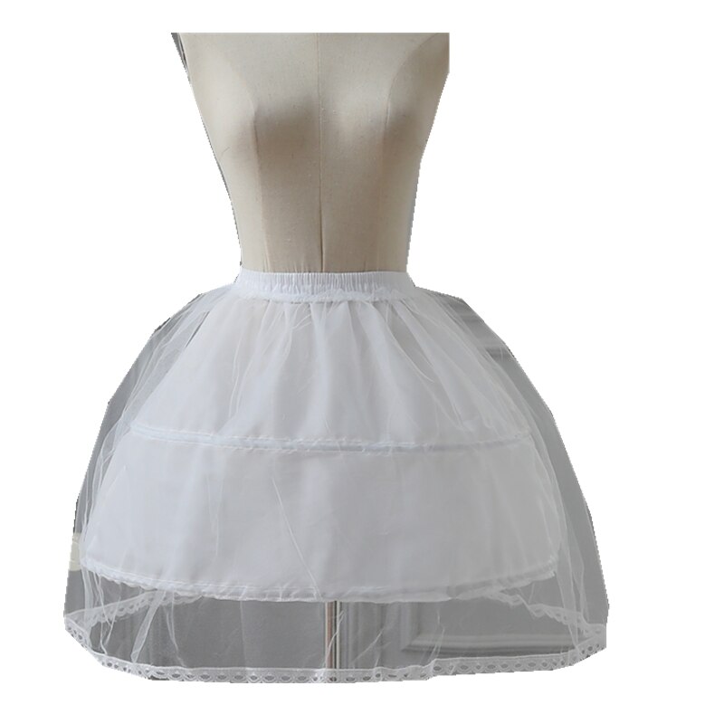 Sottoveste per bambini bianca A-Line 3 cerchi One Layer Kids Crinoline Lace Trim Flower Girl Dress sottogonna elastico in vita