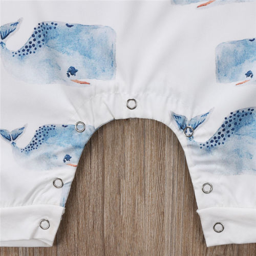 Cartoon Walvis Pasgeboren Baby Rompertjes Peuter Zuigeling Jongen Meisje Jumpsuit Een stuk Outfits Mouwloze Playsuitt Babykleertjes 0--3T