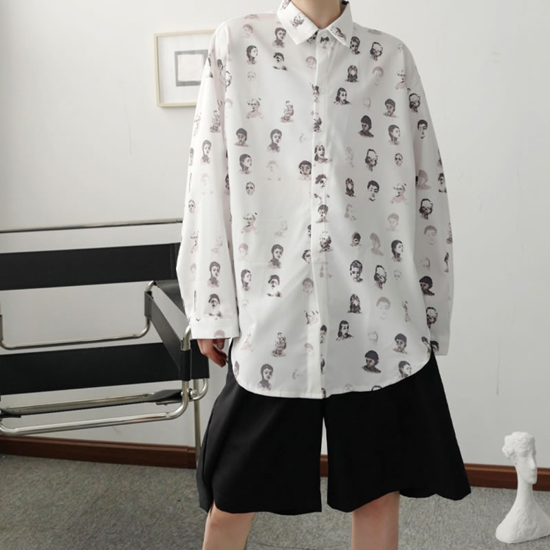 Xitao print kuvio paita naisten syksy tyyli temperamentti kaikki ottelu alaspäin kaulus kokohihainen pusero  zp1854