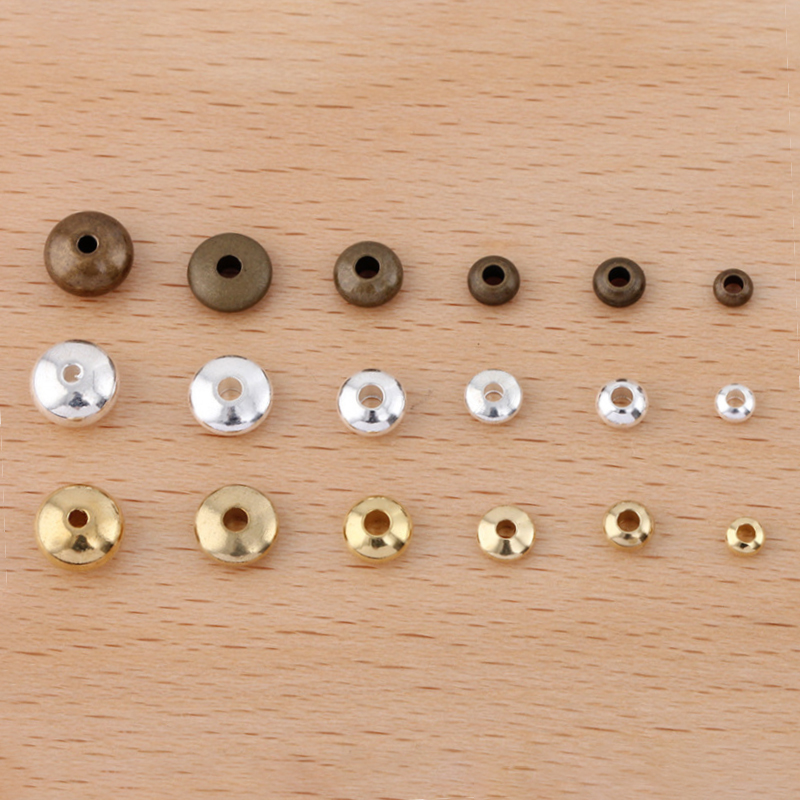 20-100pcs Metal Spacer koraliki koło koralik płaskie okrągłe luźne koraliki płaskie okrągłe koralik dla DIY akcesoria do wyrobu biżuterii dostaw