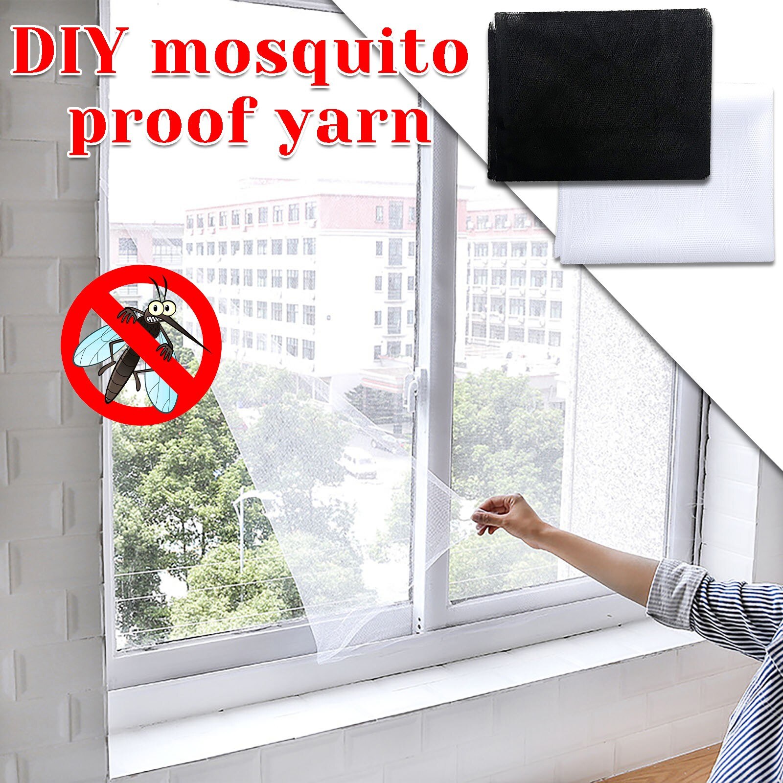 Self-adhesive Anti-mosquito Net Flyscreen Curtain Insect Fly Mosquito Bug Mesh Window Screen 1.3M X 1.5M Home Supplies