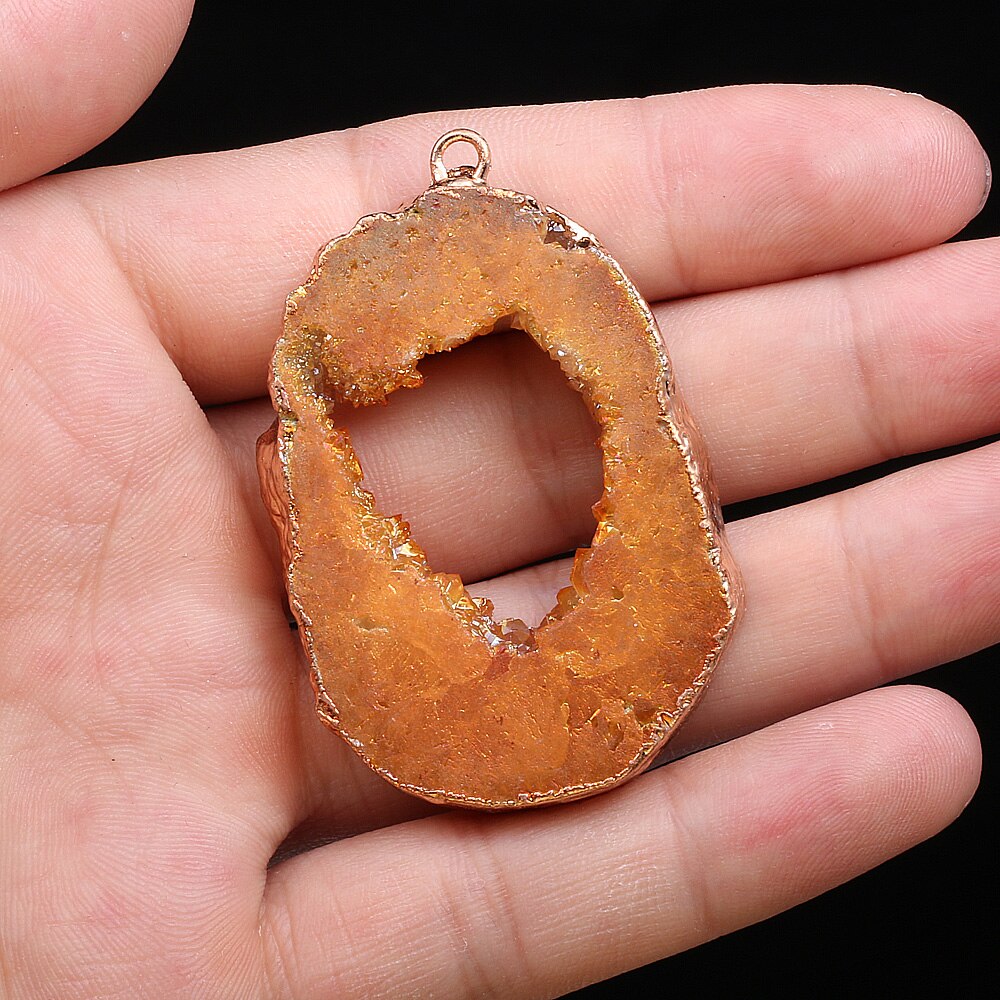 Natural Druzys Agates Stone Pendant Irregular Crystal Onyx Charms for Jewelry Making DIY Necklace Accessories 25x30-35x45mm