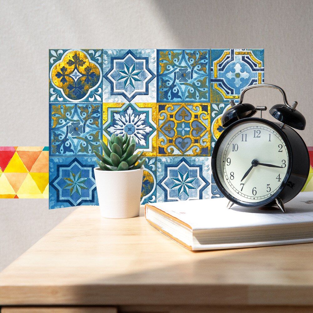 16 sztuk retro marokańskie płytki ścienne naklejki kuchnia Backsplash szafa łazienka wodoodporna skórki i kij jasny film artystyczne nalepki ścienne