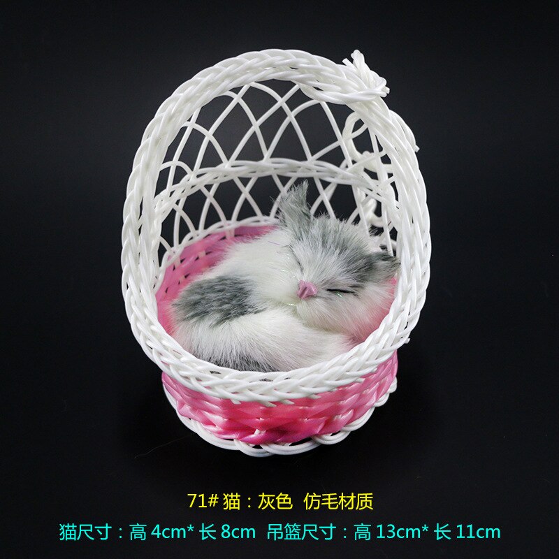 Cesta colgante con forma de gato de simulación, artesanía de juguete de felpa, juguetes blandos de para estudiantes y niños, decoración para de vacaciones, peluches de vocalización: 14