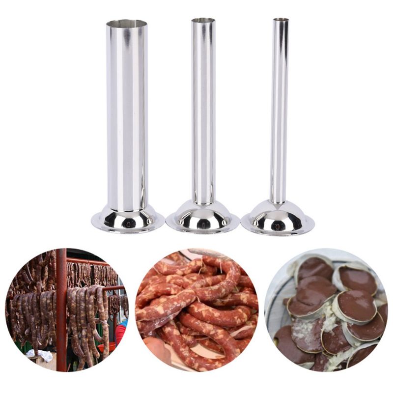 3 stk / sæt fødevarekvalitet rustfrit stål manuel pølse fyldfyldningsrør