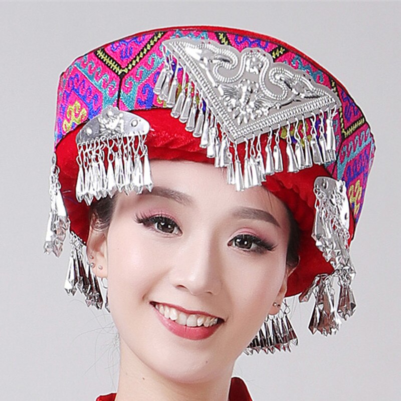 Hmong Miao Dance Hat For Women Traditional Clothing Hats With Tassel Accessories Festival Performance Headwear Vintage Headdress: 9