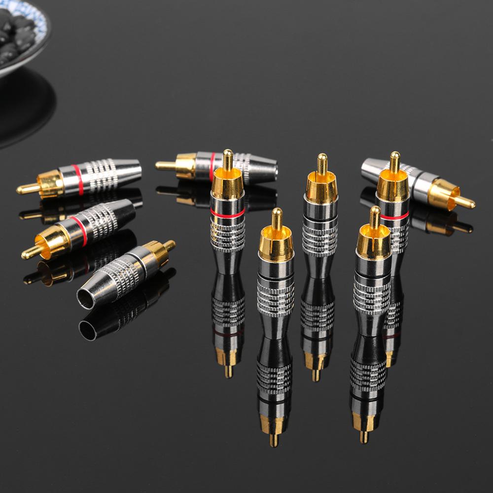 10 stuks RCA Solderen Connector Audio Video Plug DIY RCA Luidspreker Terminal Converter Adapter Pluggen Muziek Vrouw naar Man Conector