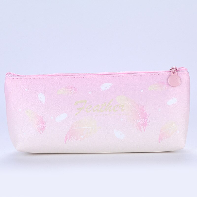 Leuke Lederen Veer Pen Etui Student Briefpapier Tas Grote Capaciteit Opbergtas Portemonnee Kantoor Etui: 1PC D