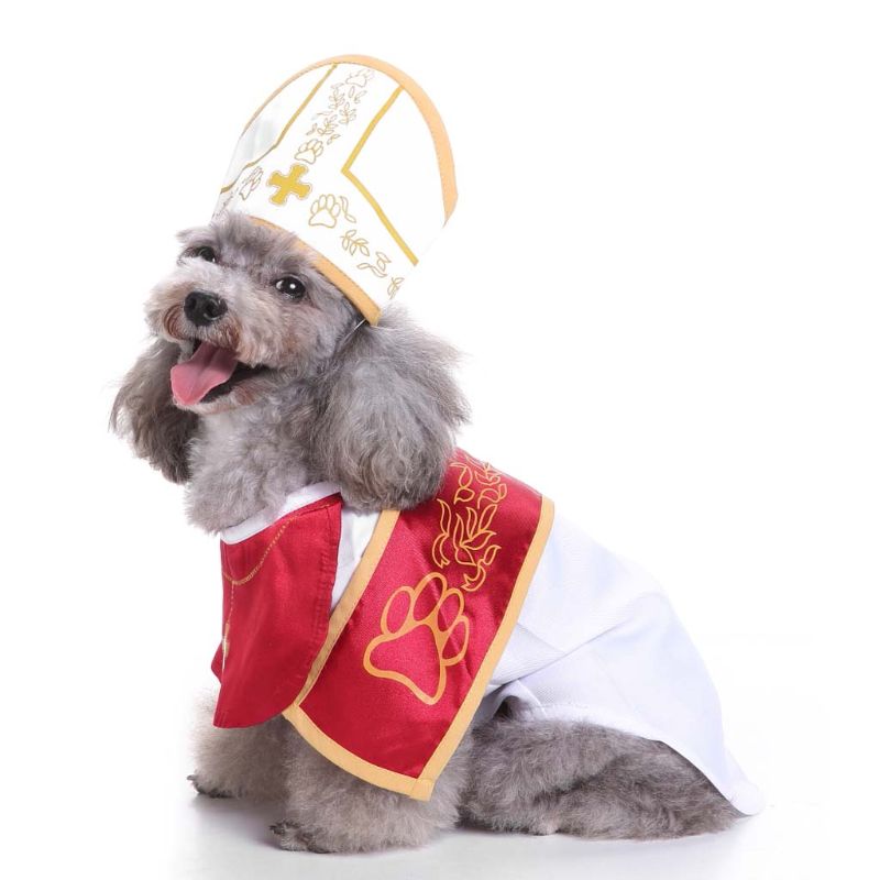 Pet Christmas Costume Grand Pope Style Dog Puppy Outfit Hat Cosplay Party Decor Y1AB