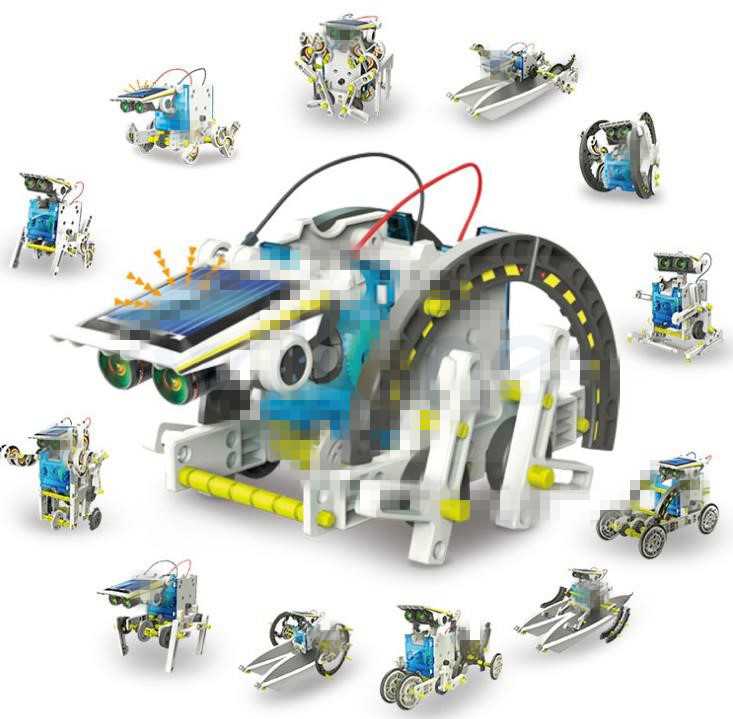 Soldrevne robot-sæt 13 in 1 sol-diy pædagogisk legetøj til børn