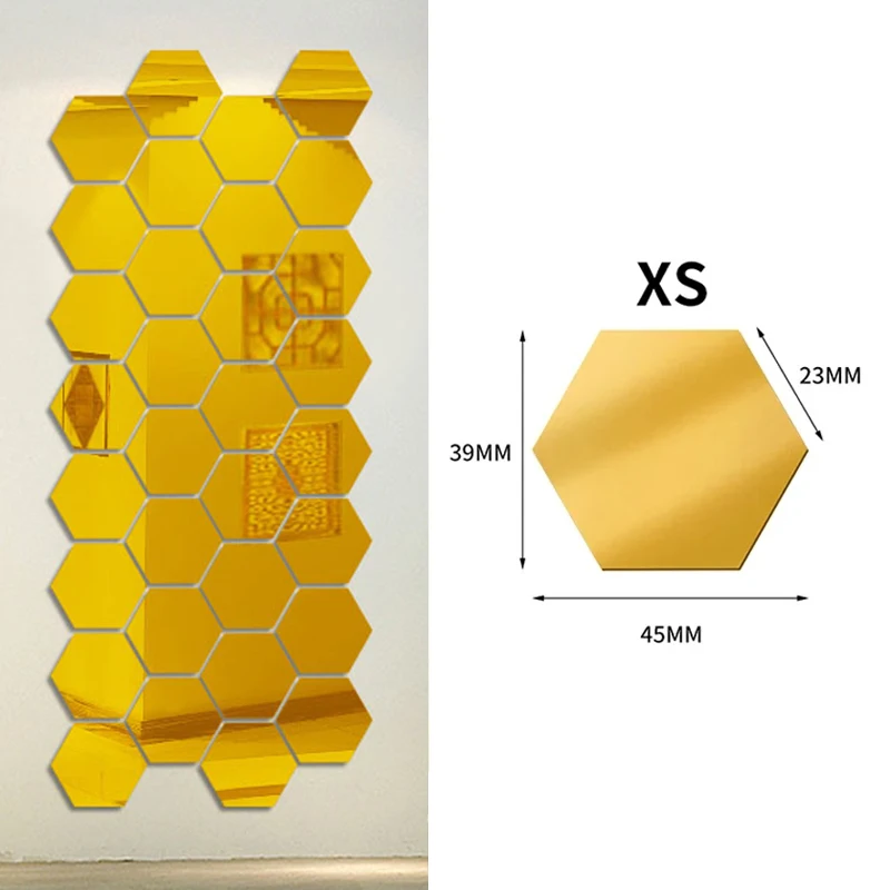 100/1 stücke Sechseckigen Acryl Spiegel Zauberstab Aufkleber Mini Spiegel Solide Paster Selbst-klebe Gold Silber Aufkleber Hause schlafzimmer Kunst Dekor: Mittel / Blau