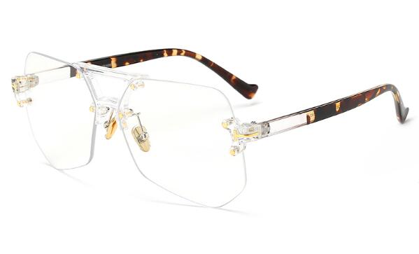 Peekaboo klare gennemsigtige brillerammer til mænd mandlige brillerammer uregelmæssig: Klar med leopard
