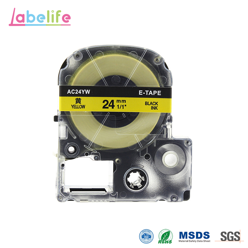 Labelife SC24Y For Epson LabelWorks Label Maker Standard Tape cartridge Black On Yellow Cassette 24mm X 8m