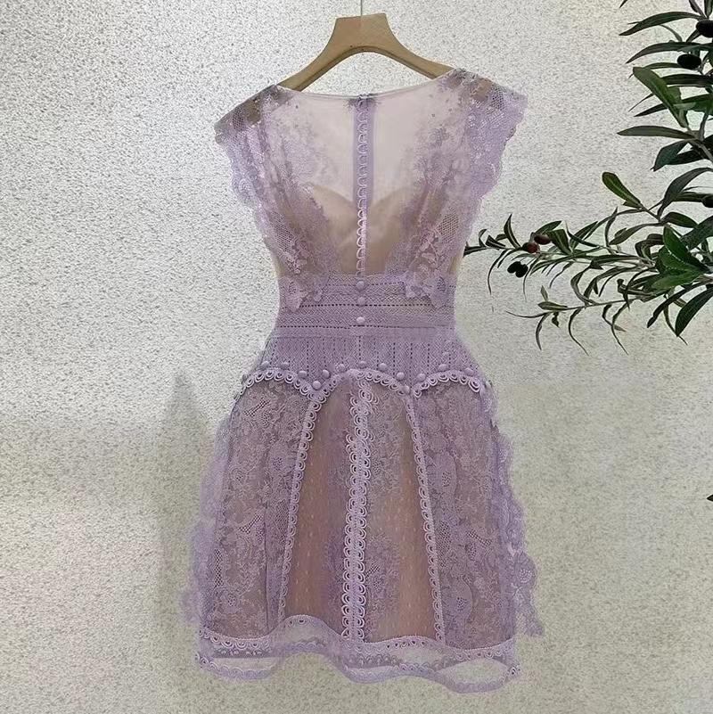 Syksyinen kirjontakukkakuvioinen mekko, vintage-tyylinen, naisten o-pääntie, lyhythihainen, verkkokuvioinen, pilkullinen, vartalonmyötäinen, kapea juhlava midi-mekko: S / Violetti