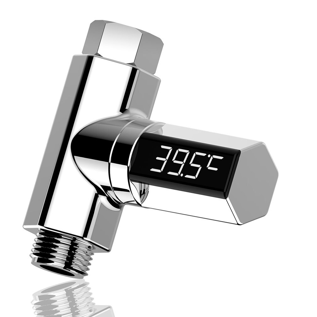 Monitor de temperatura del agua con pantalla LED Celsius, termómetro de ducha eléctrica, flujo de rotación de 360 grados, autogenerador