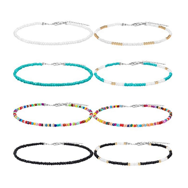 1Pcs Böhmen Kleine Perlen Halsketten Für Frauen Boho Kurze Halsband Charme Boho Halskette Cool Hals Schmuck