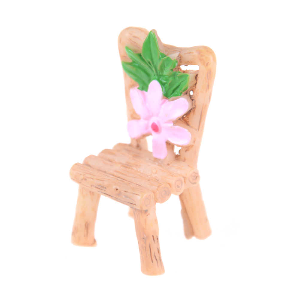 3 Stks/set Poppenhuis Decor Tafel En Stoel Fairy Garden Miniaturen Hars Hout Mini Bloem Terrarium Beeldjes Woonaccessoires