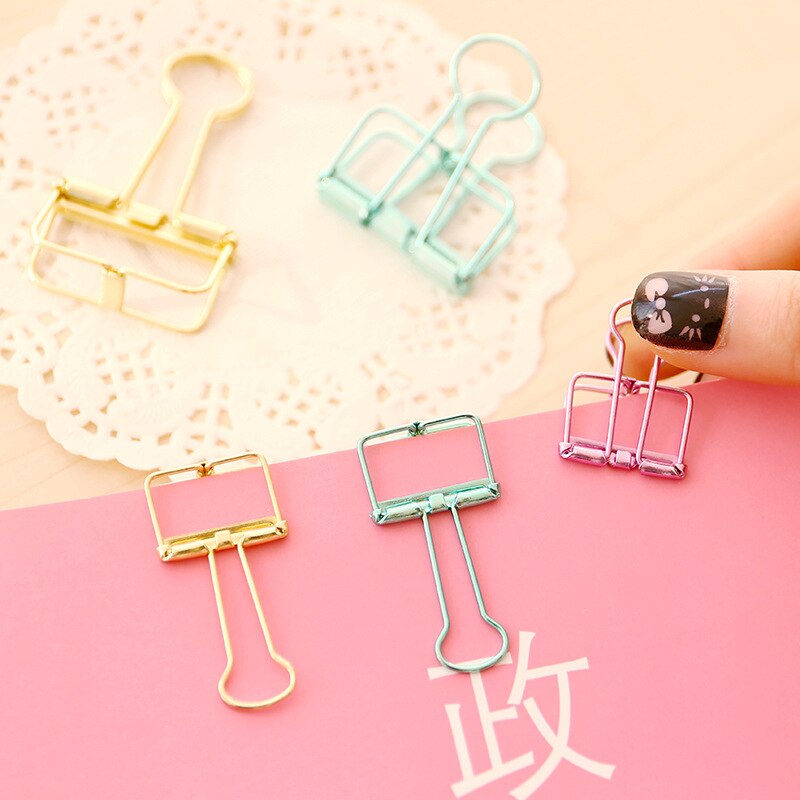 cute kawaii sequins metal office school binder clip set candy rose pink student paper document organizer clip stationery OT3355