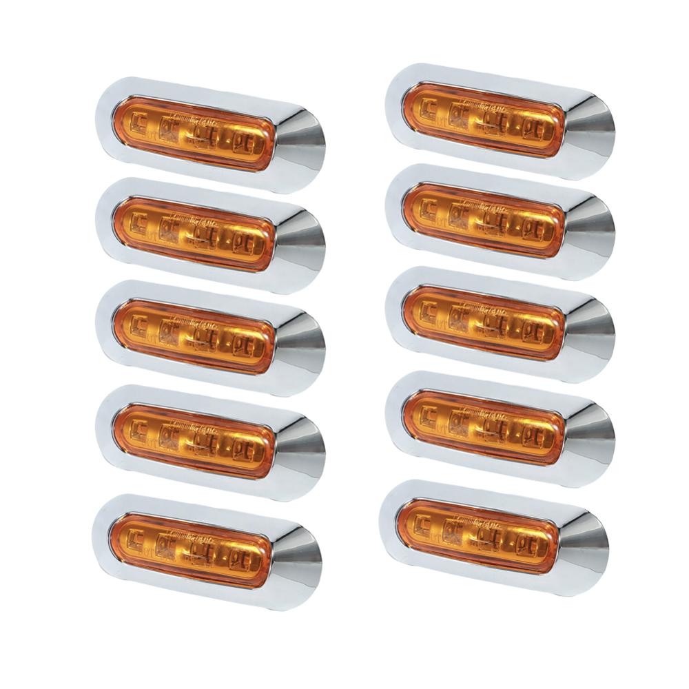 Lot De 6 Feux LED Orange 12V Pour Voiture, Camion, ATV - Clignotants Et Feux De Marquage