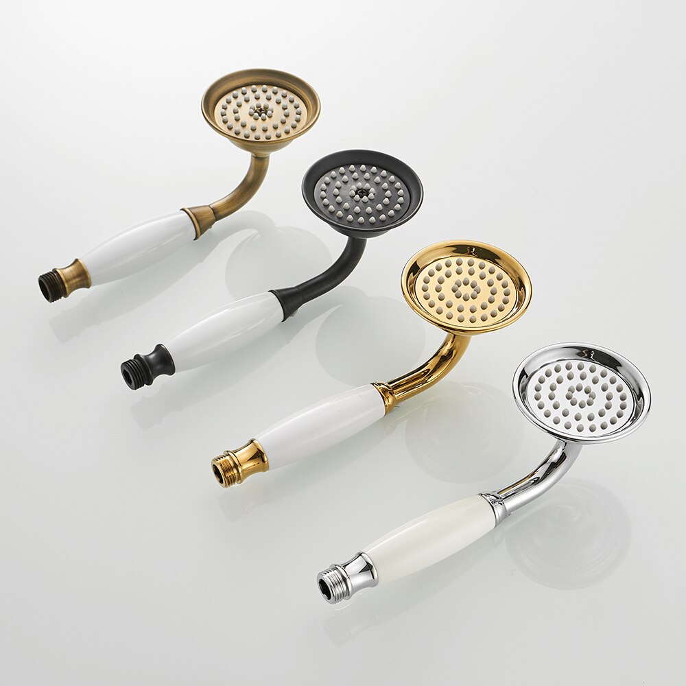 Shower Heads Chrome Brass Bathroom Hand Held Shower Sprayer Head With Luxury Ceramics Bath Round Rainfall Shower Faucet HJ-0527K