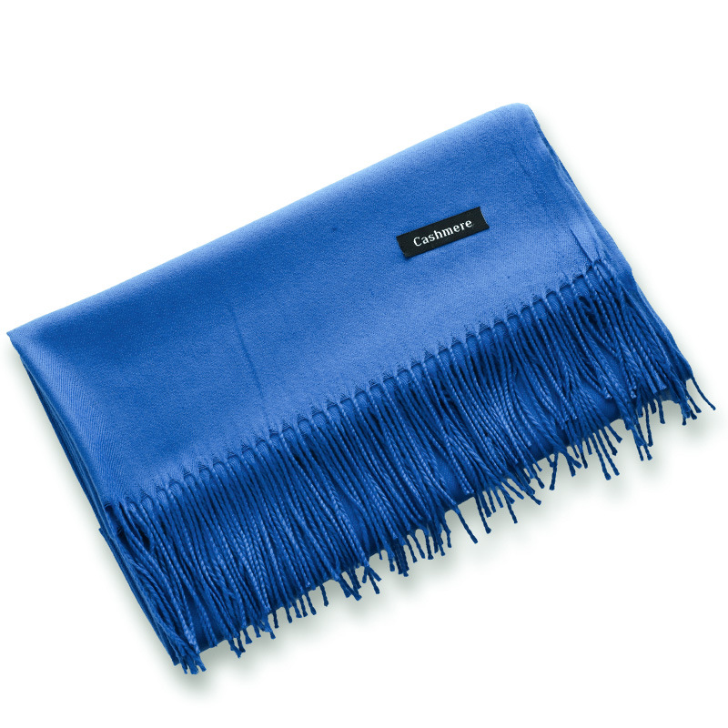 Écharpe polyvalente en Imitation cachemire brossé, couleur unie, épaisse, longue écharpe d'hiver avec pompon en cachemire, châle à épaule pour fille