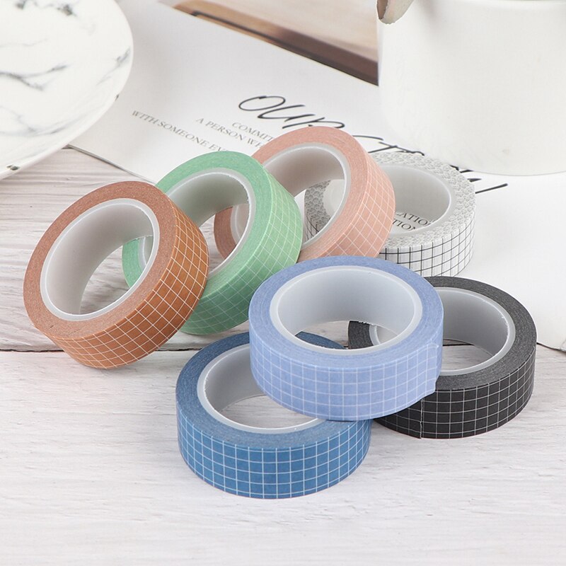 Grid Washi Tape Japanse Papier Diy Planner Masking Tape Plakband Stickers Briefpapier Tapes Decoratieve Kleurrijke