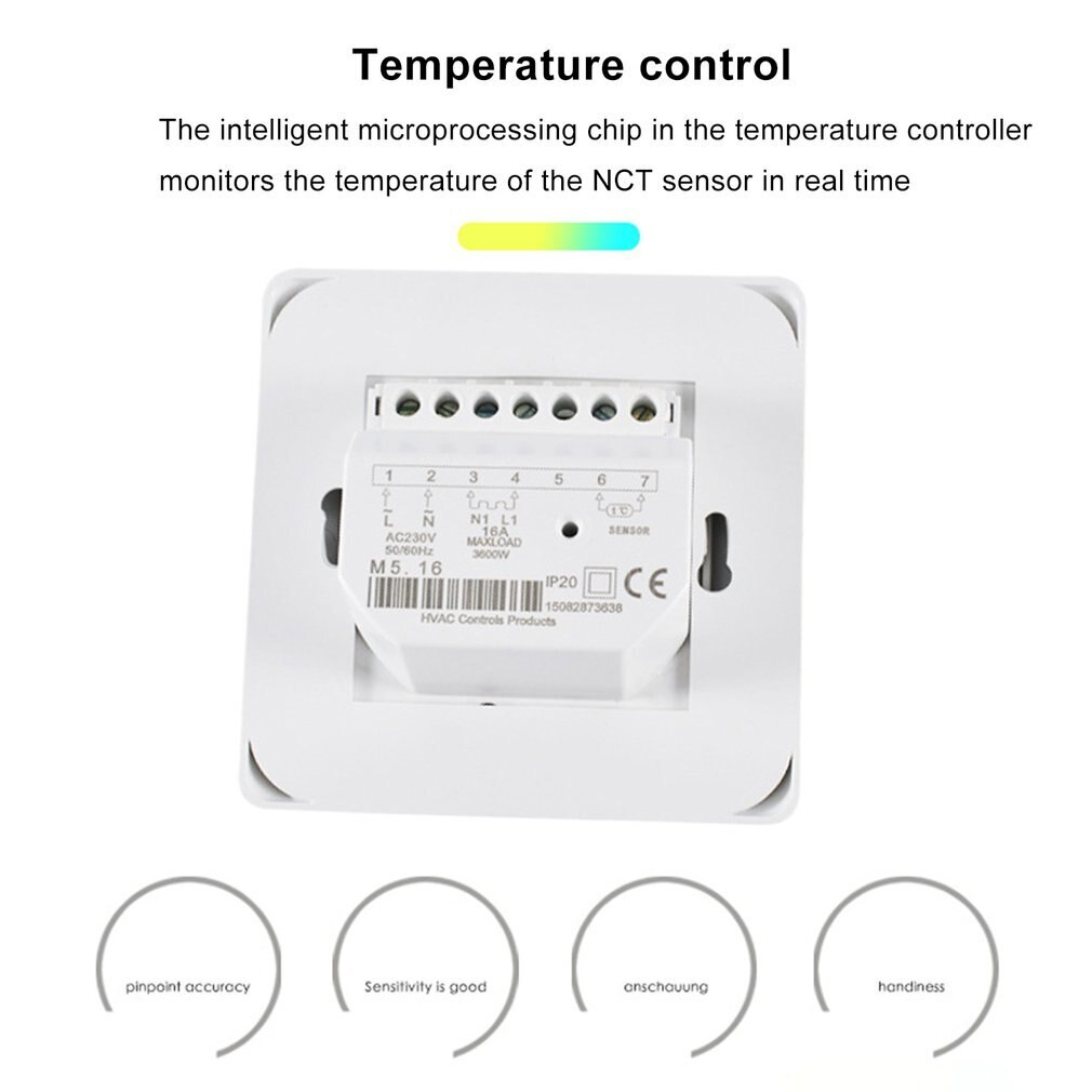 V719H Indoor Warming Temperature Controller 220V 16A Manual Operation Floor Room Thermostat Heating Room Control Switchs