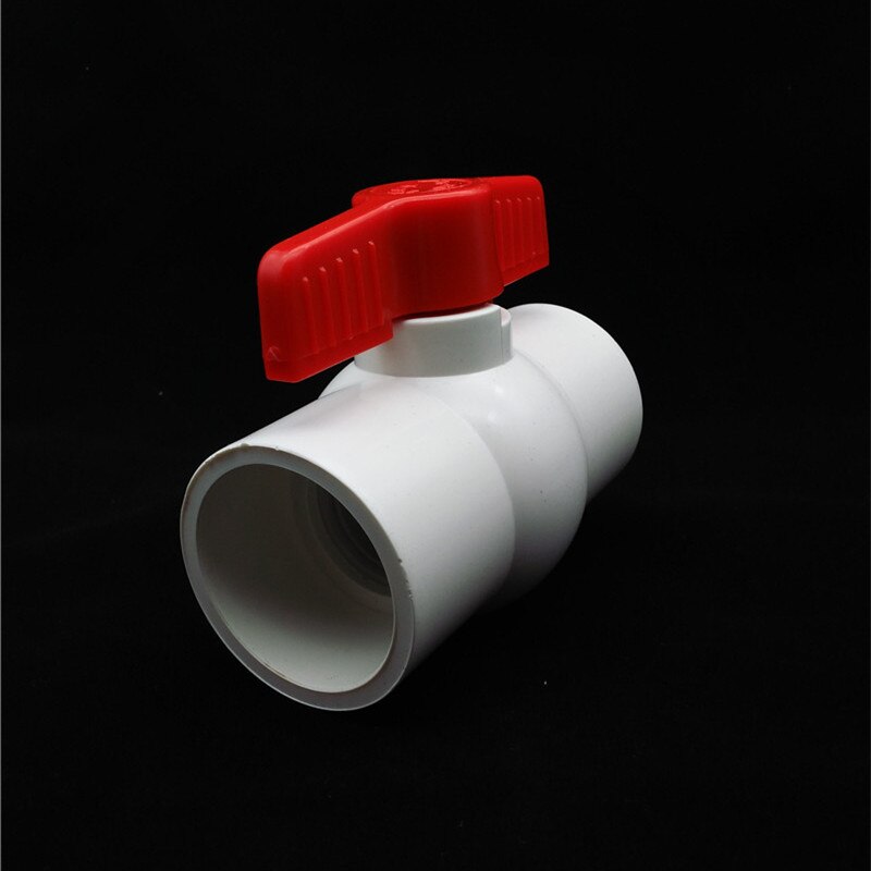 50mm to 50mm Inside Dia Slip Ends Two Way Ports PVC Ball Valve White Red