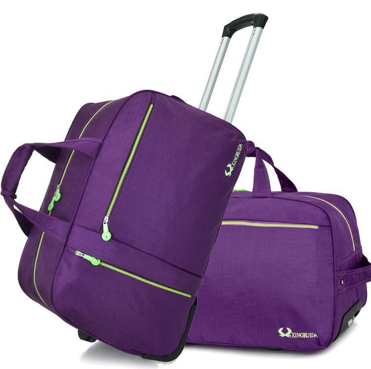 carry on luggage Rolling bag wheeled trolley bag Travel Luggage Bag Travel Boarding bag with wheel travel cabin Baggage suitcase: 22 inch purple 1 pcs