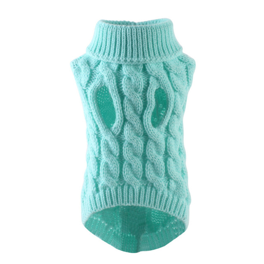 huisdier kleine hond kleding trui mode herfst winter effen gebakken stof wendingen breien warme comfort kleding: XL / Blauw