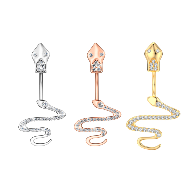 1PC Gold Color Series Crystal Belly Button Rings Snake Flower Heart Belly Ring for Women Stainless Steel Dangled Navel Piercing