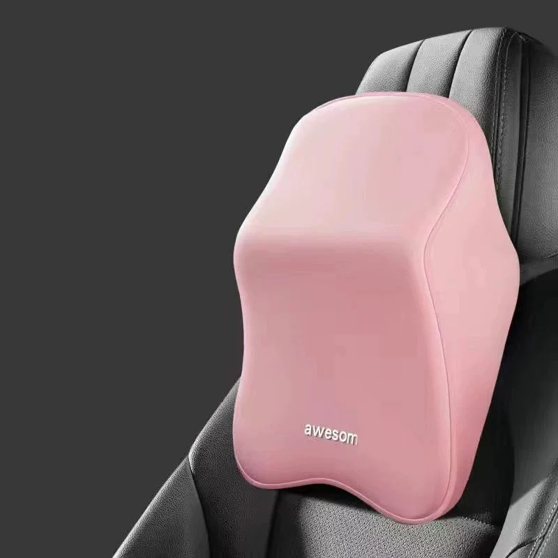 Reposacabezas de coche, almohada para el cuello, soporte lumbar, soporte lumbar, almohadilla lumbar montada en el coche, soporte lumbar, cojín de asiento de algodón con memoria: Castaño