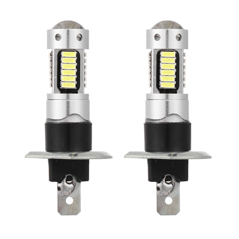 2 stk 12v dc  h1 4014 30 smd 6500k bil led forlygter kørende tågelygte pærer super lyse bil tåge lys blinklys